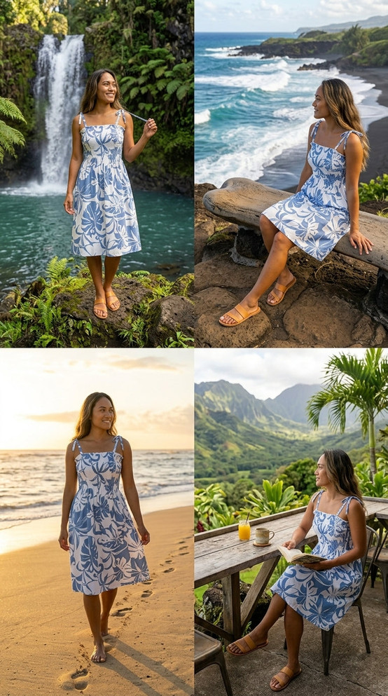 Delicate Tropical Women's Hawaiian Smocked Dress