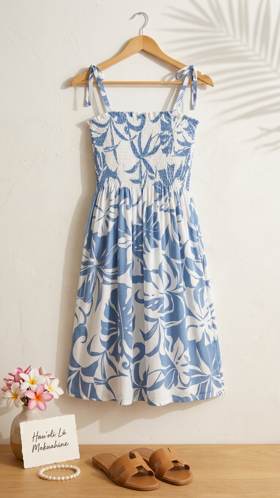Delicate Tropical Women's Hawaiian Smocked Dress