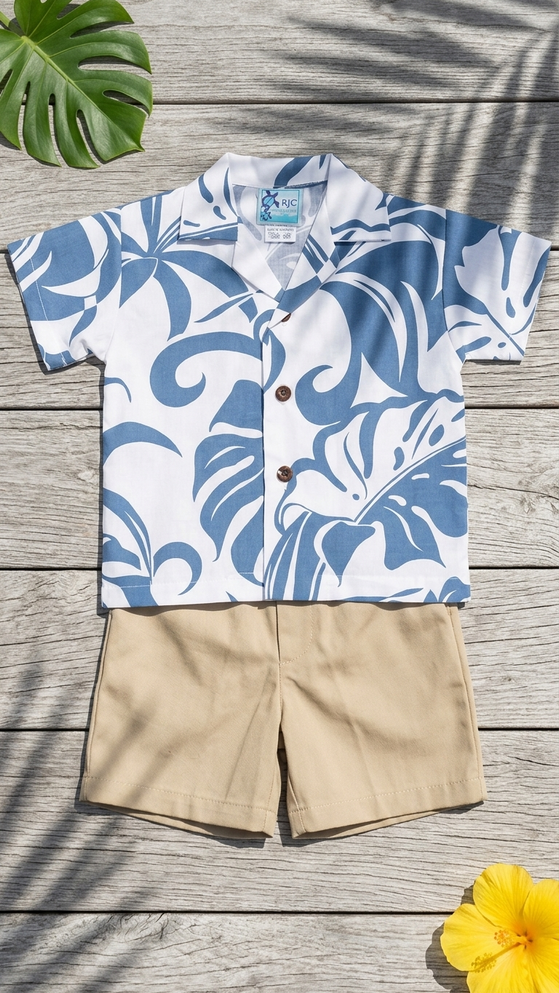 Delicate Tropical Hawaiian Aloha Boys Cabana Set