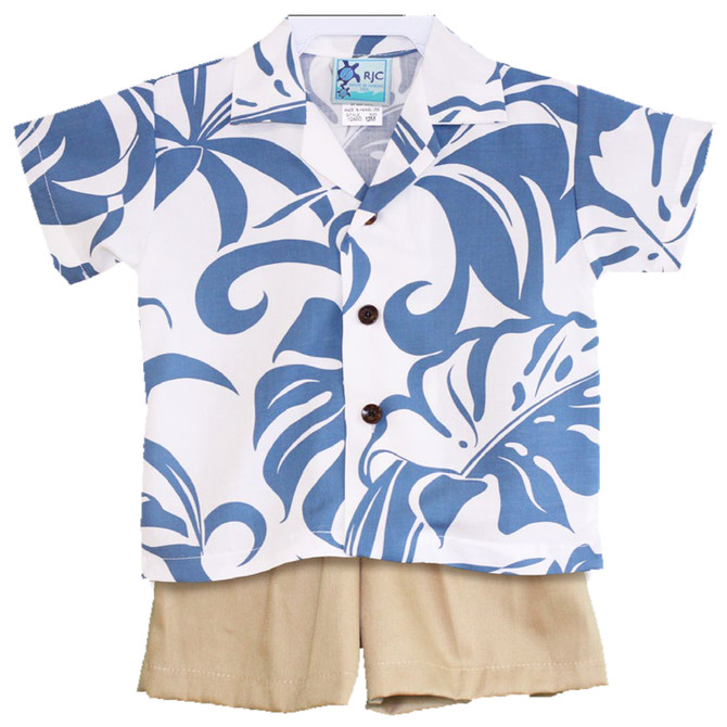 Delicate Tropical Hawaiian Aloha Boys Cabana Set