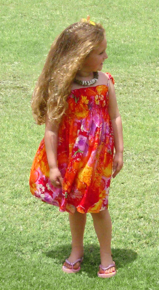 Beauteous Flower Poetry Girl's Hawaiian Smocked Dress