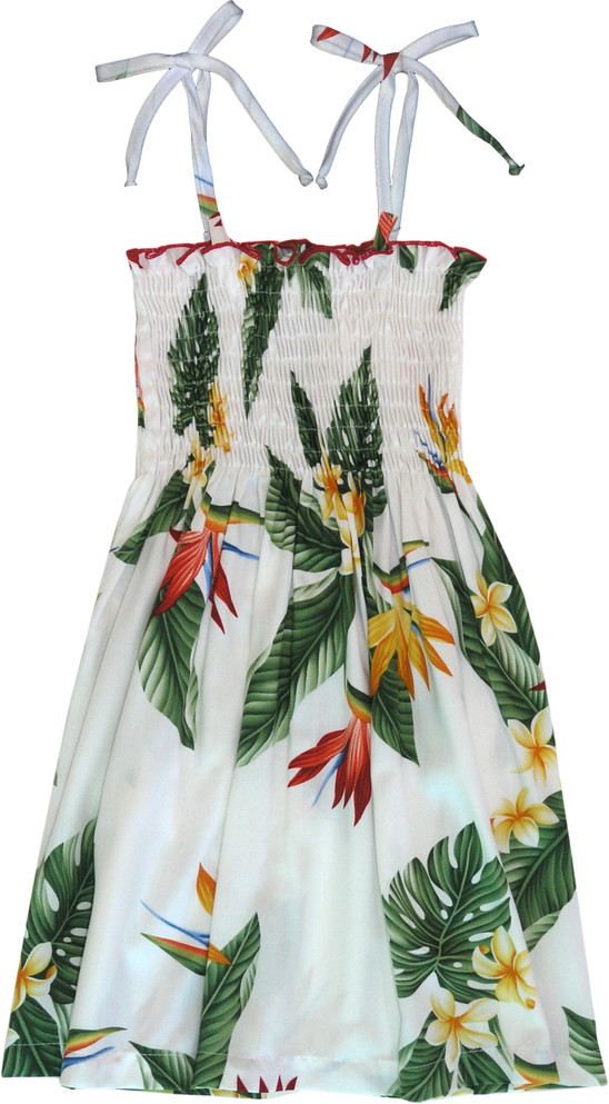 Bird of Paradise Display  Young Girl's Hawaiian Smocked Dress