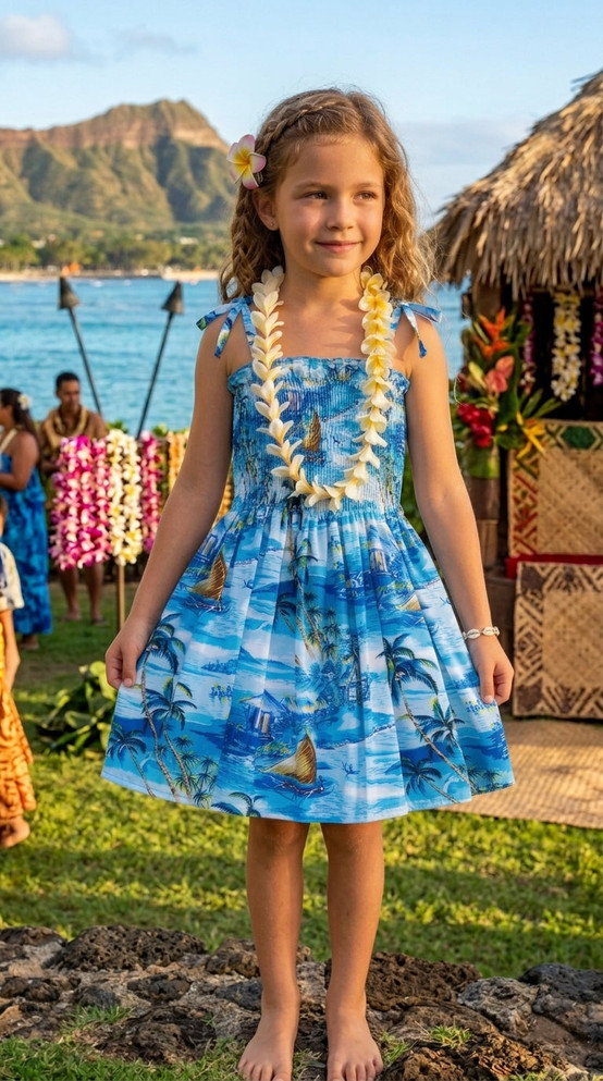 Islanders Young Girl's Hawaiian Smocked Dress