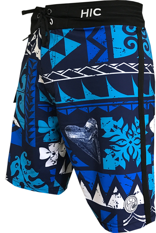 Hawaiian Island Creations (HIC) 20" Poly Wave 8-Way Stretch Boardshorts – Men's Tribal Pattern