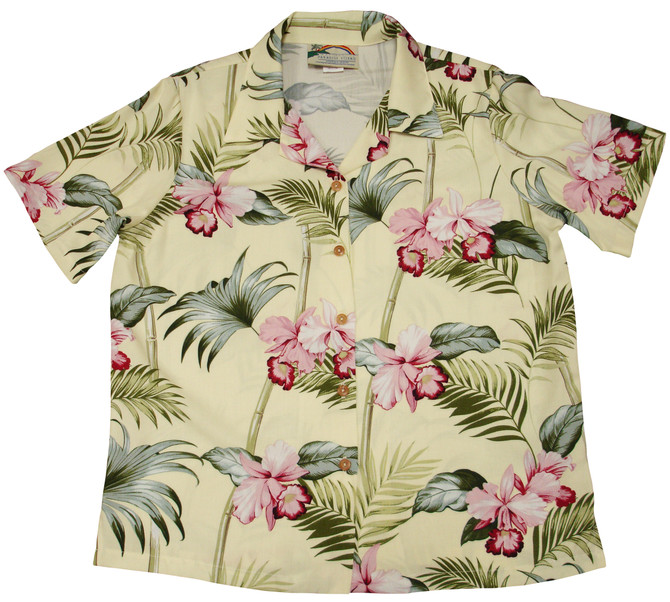 Orchid Bamboo Women's Hawaiian Camp Shirt