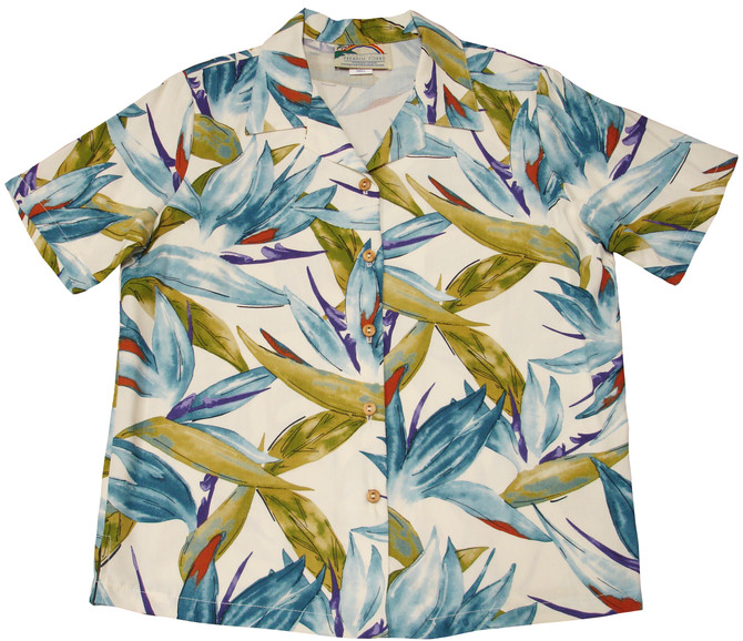 Watercolor Bird of Paradise Women's Hawaiian Camp Shirt