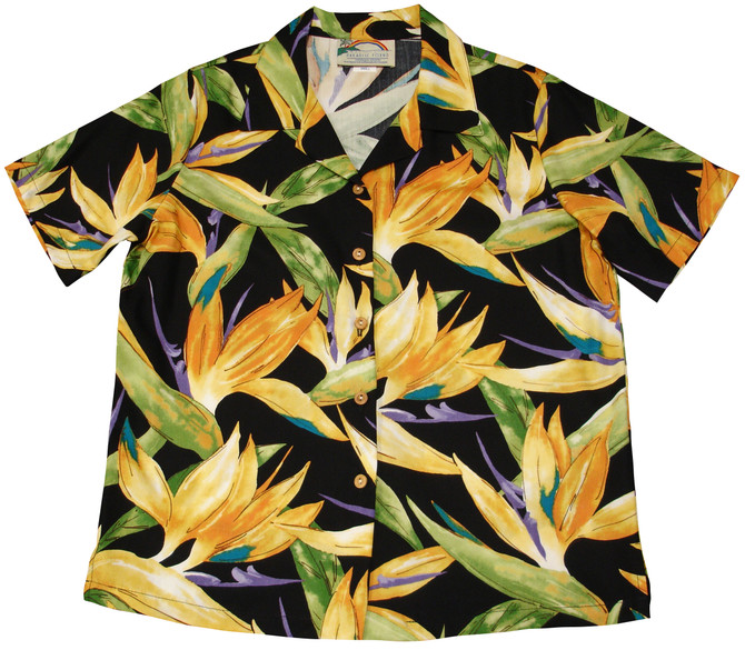 Watercolor Bird of Paradise Women's Hawaiian Camp Shirt