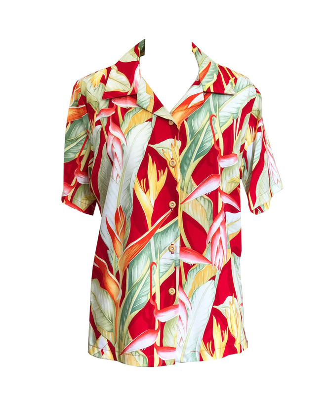 Heliconia Women's Hawaiian Camp Shirt
