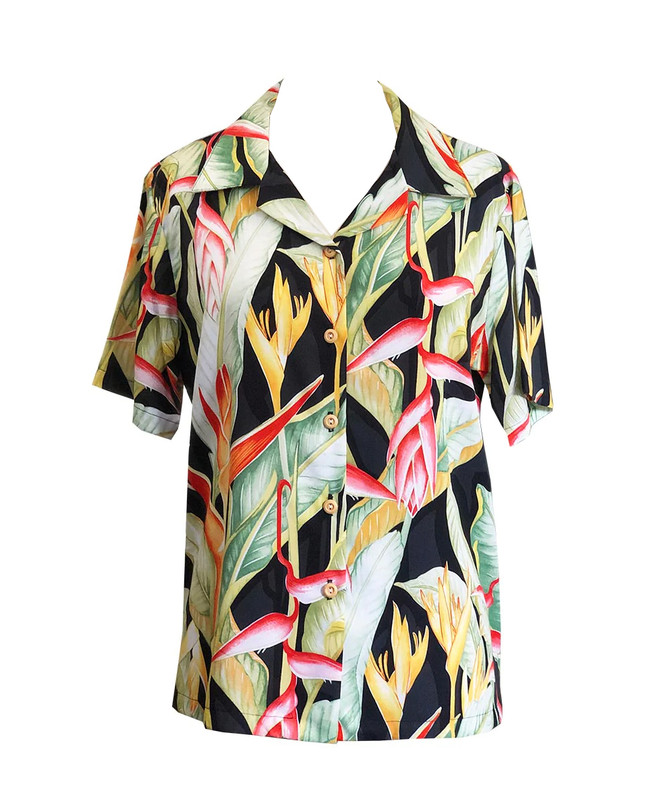 Heliconia Women's Hawaiian Camp Shirt