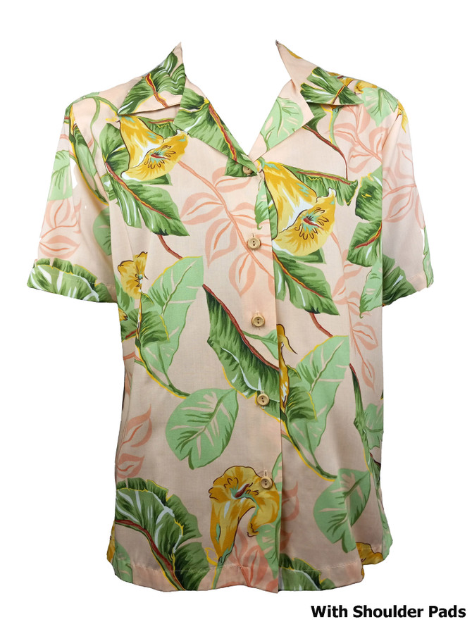 Trumpet Flower Women's Hawaiian Camp Shirt