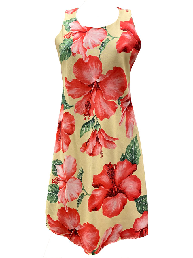 Hibiscus Blossom Women's Short Tank Flared Hawaiian Dress