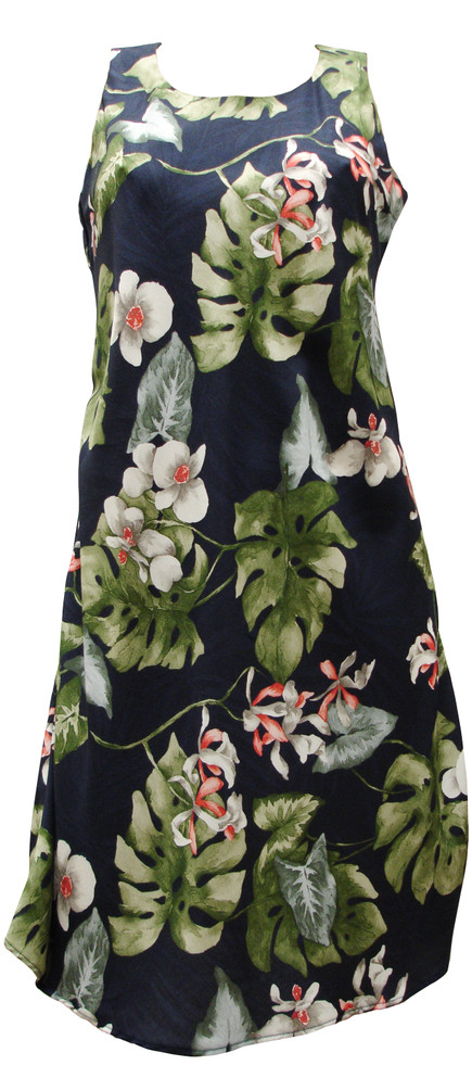 Monstera Orchid Women's Short Tank Flared Hawaiian Dress