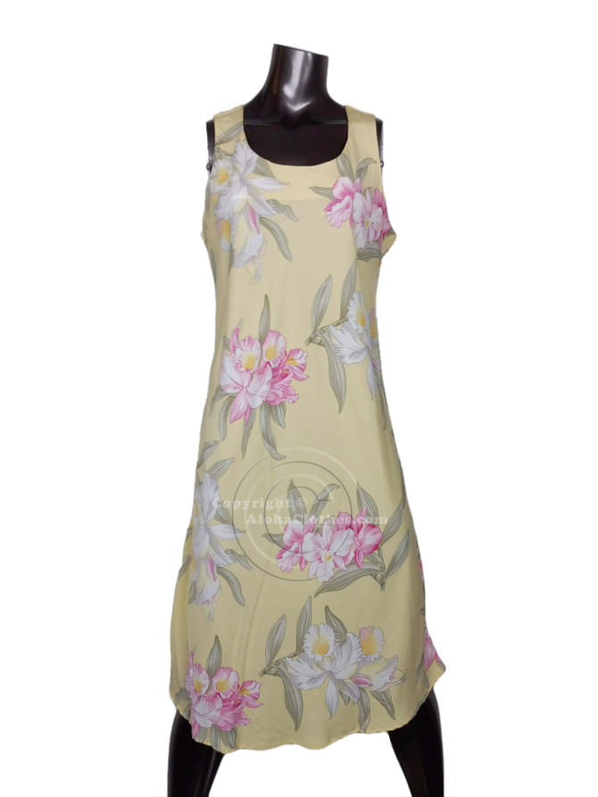 Orchid Corsage Women's Short Tank Flared Hawaiian Dress