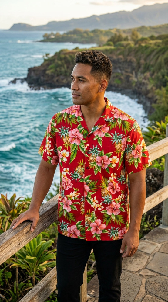 Pineapple Hibiscus Men's Hawaiian Shirt