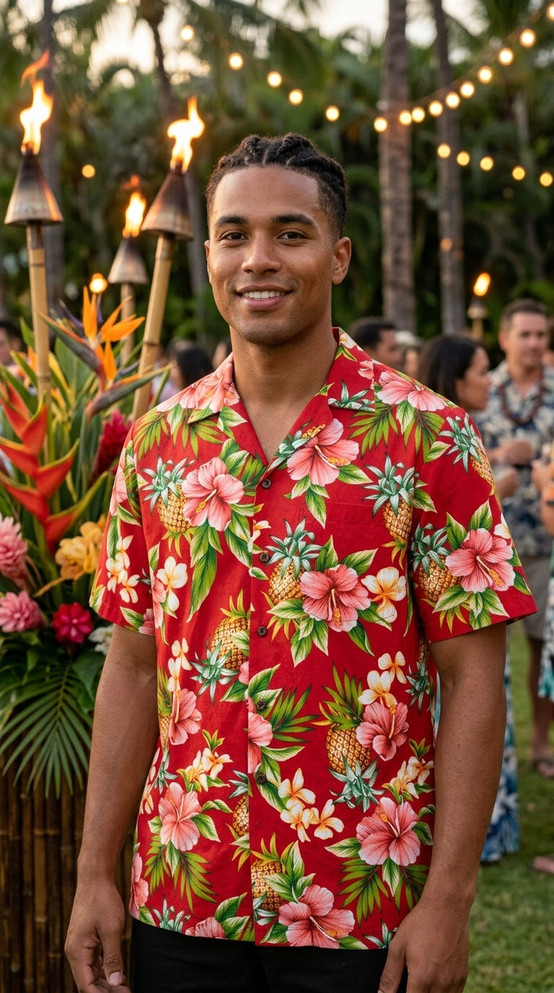 Pineapple Hibiscus Men's Hawaiian Shirt