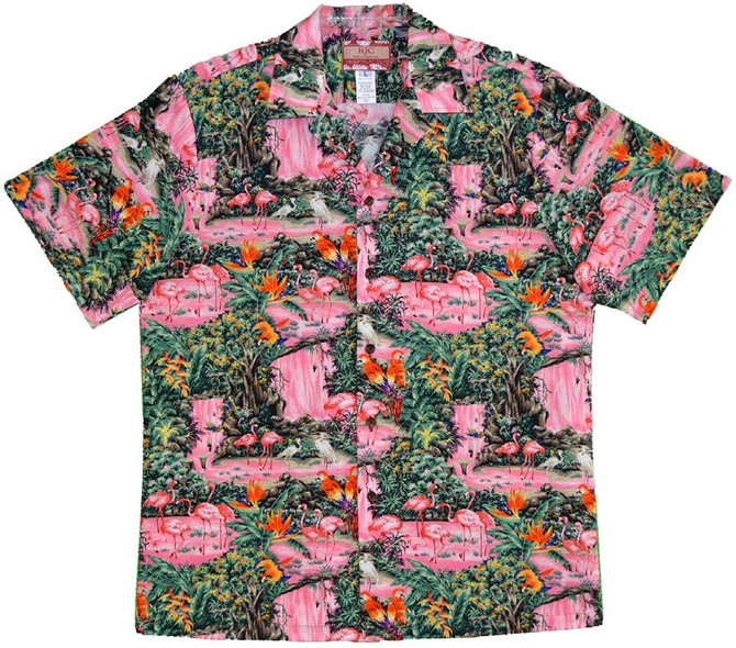 Pink Flamingo Parrot Men's Hawaiian Shirt