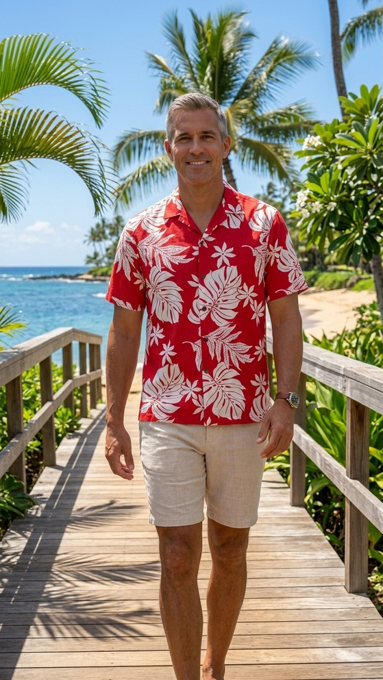 Tiare Monstera Leaf Men's Hawaiian Shirt
