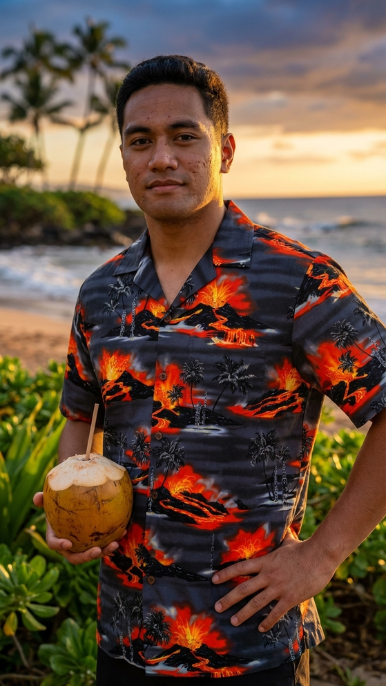Kilauea Big Island Volcano Men's Hawaiian Shirt