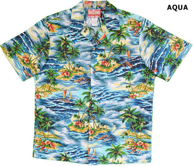High Waves Outrigger Island Men's Hawaiian Shirt