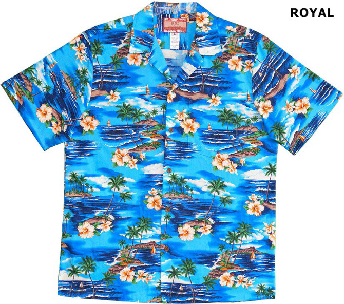 Hibiscus Sailboat Island Men's Hawaiian Shirt