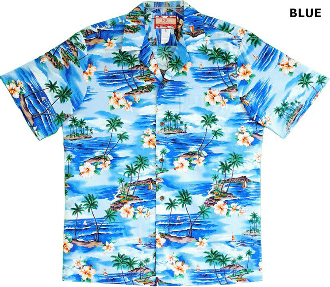 Hibiscus Sailboat Island Men's Hawaiian Shirt