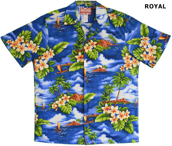 Sunset Plumeria Island Men's Hawaiian Shirt