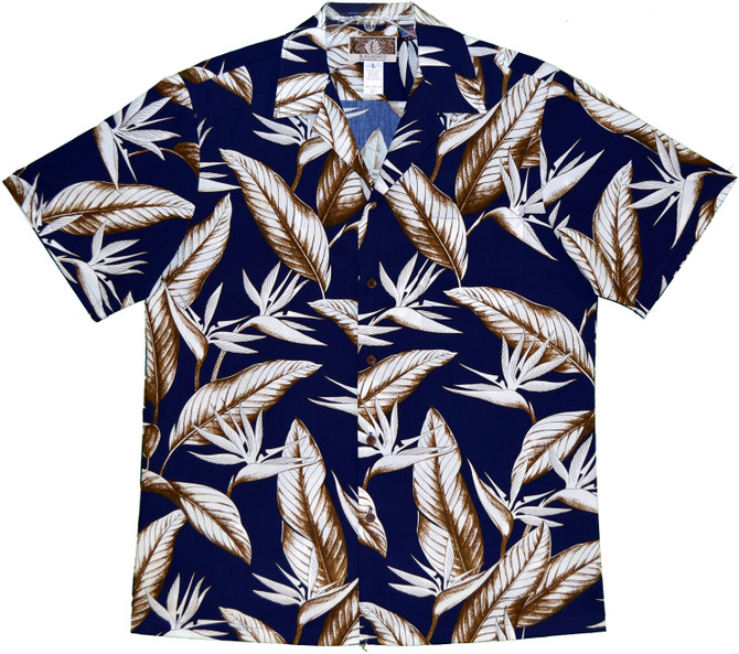 Achromatic Bird of Paradise Men's Hawaiian Shirt