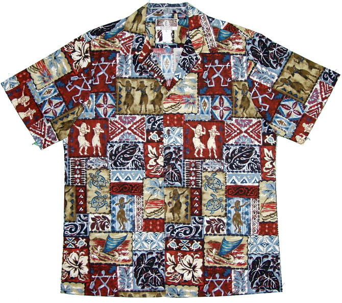 Hula Girl Honu Outrigger Men's Hawaiian Shirt