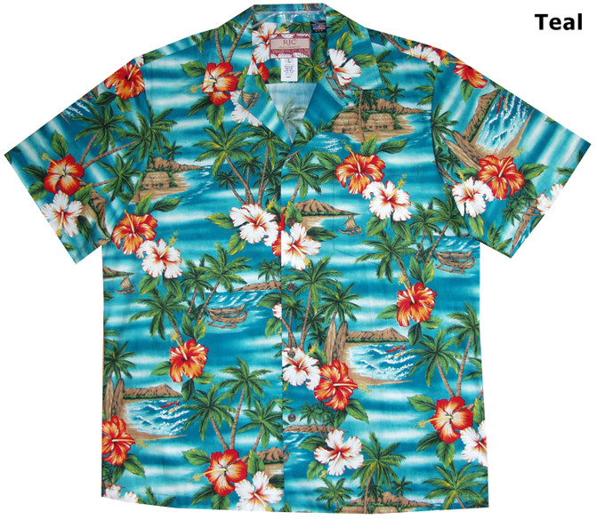 Hibiscus Outrigger Island Men's Hawaiian Shirt