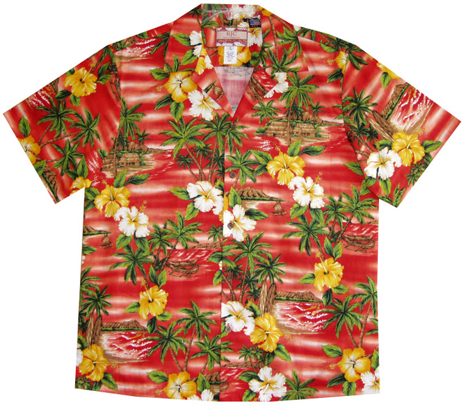 Hibiscus Outrigger Island Men's Hawaiian Shirt