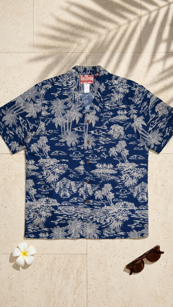 Woodcut Polynesian Island Men's Hawaiian Shirt