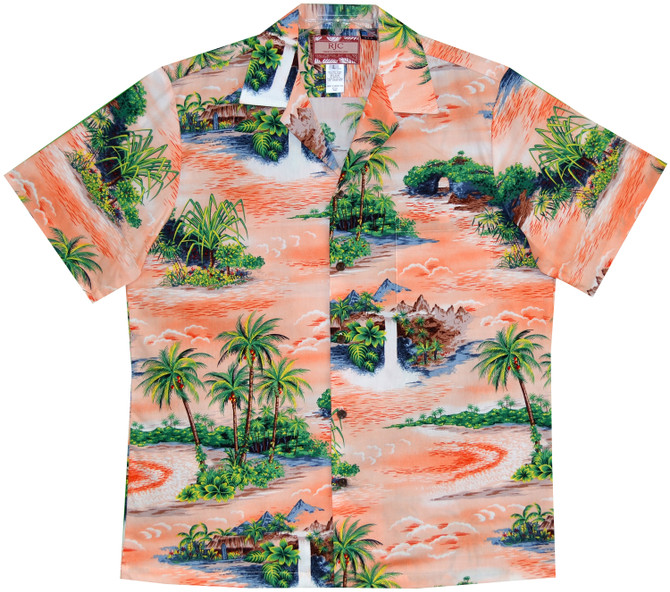 Maui Beachfront Waterfall Men's Hawaiian Shirt