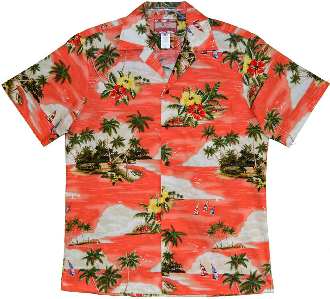 Paradise Island Sailboat Men's Hawaiian Shirt