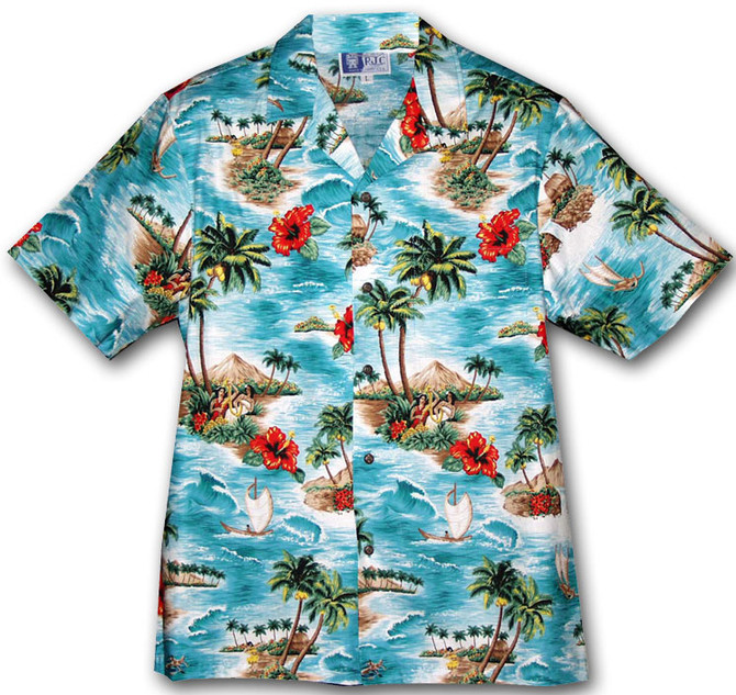 Red Hibiscus Island Men's Hawaiian Shirt