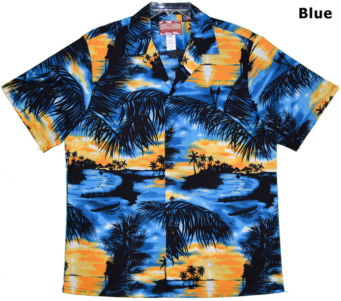 Colorful Island Sunset Men's Hawaiian Shirt