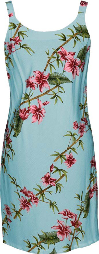 Plumeria Bamboo Panel Women's Bias Cut Slimming Hawaiian Dress