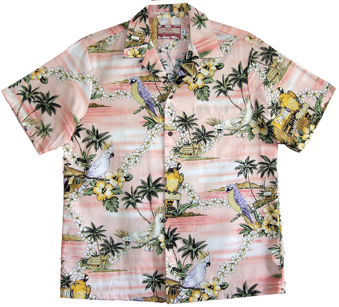 Parrot Plumeria Lei Men's Hawaiian Shirt