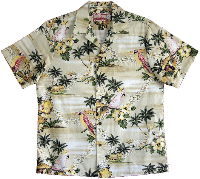 Parrot Plumeria Lei Men's Hawaiian Shirt