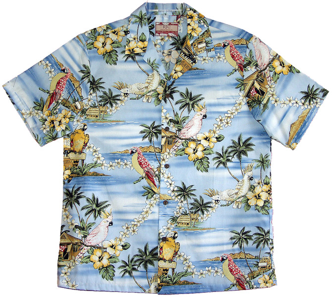 Parrot Plumeria Lei Men's Hawaiian Shirt