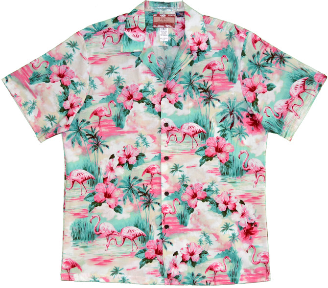 Soft Pink Flamingo Men's Hawaiian Shirt