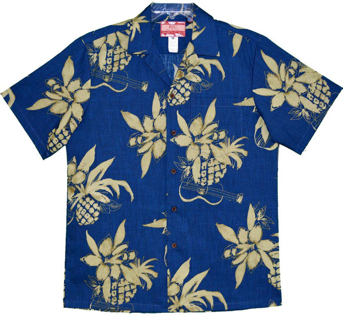 Ukulele Pineapple Sketch Men's Hawaiian Shirt