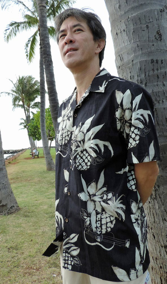 Ukulele Pineapple Sketch Men's Hawaiian Shirt