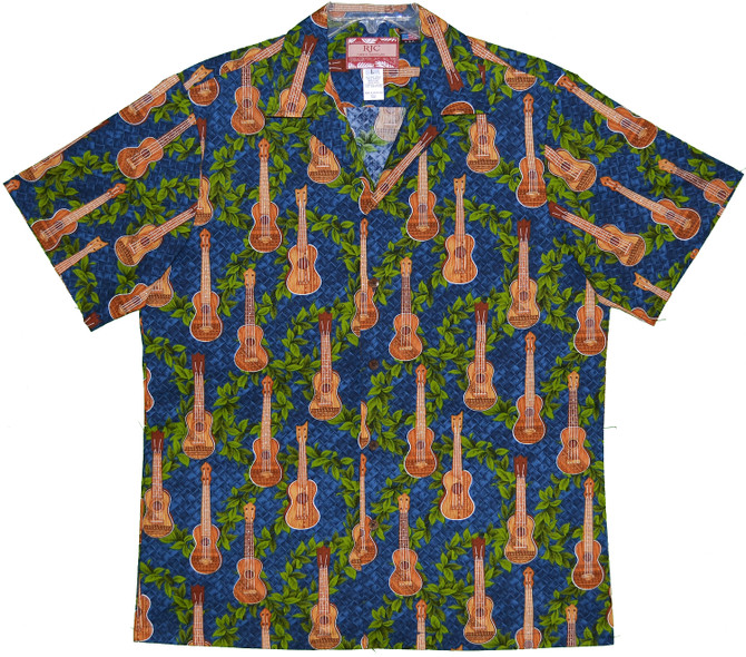 Ukulele Maile Vine Lei Men's Hawaiian Shirt