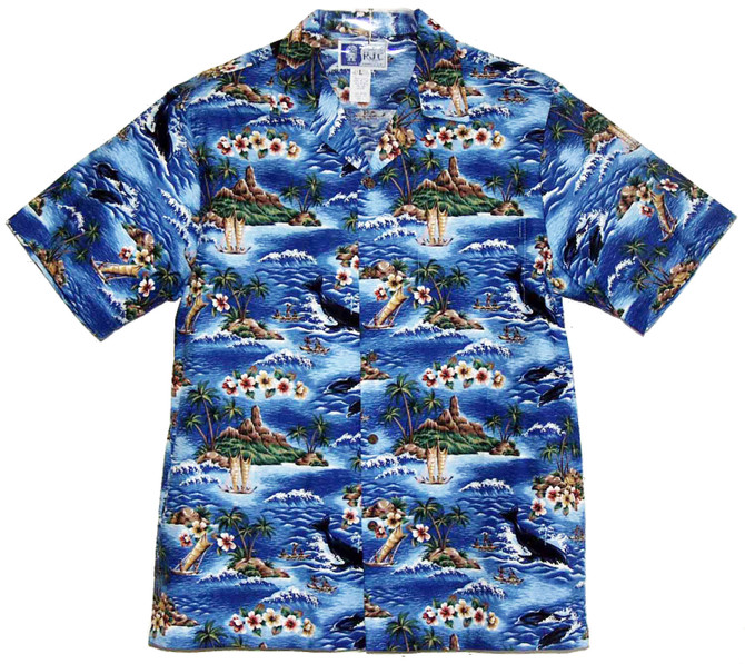 Breaching Whale Dolphin Island Men's Hawaiian Shirt