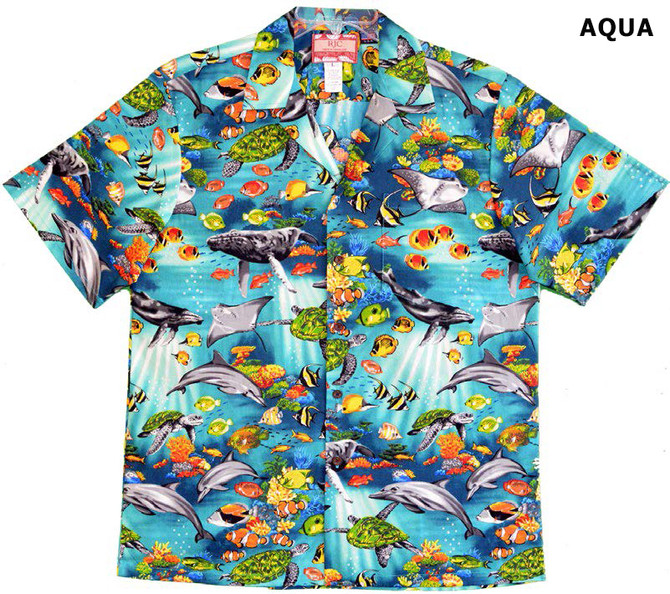 Honu Whale Dolphin Manta Ray Men's Hawaiian Shirt