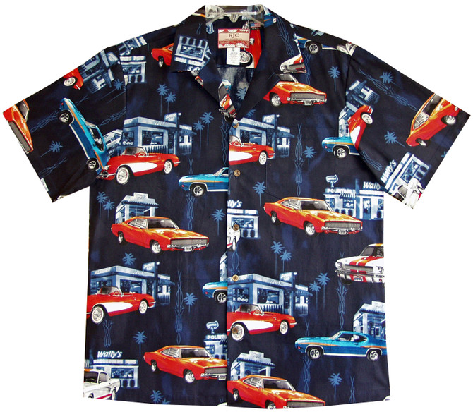 Muscle Car Road Stop Men's Hawaiian Shirt