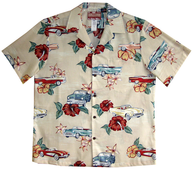 Hibiscus Vintage Automobile Men's Hawaiian Shirt