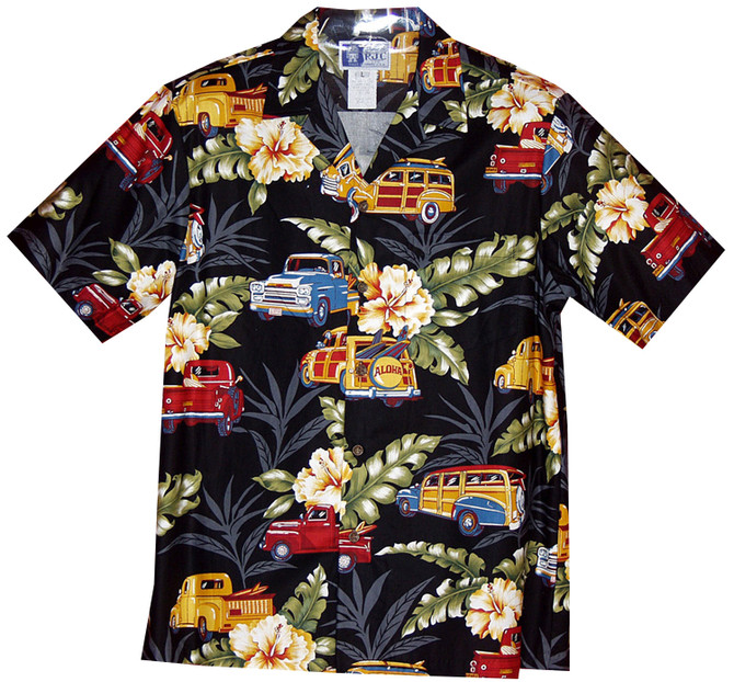 Pick-Up Truck Woodie Surfer Men's Hawaiian Shirt