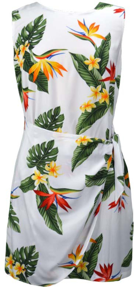 Bird of Paradise Display Women's Mock Wrap Hawaiian Sarong Dress