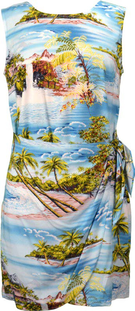 Paradise Island Surf Women's Mock Wrap Hawaiian Sarong Dress